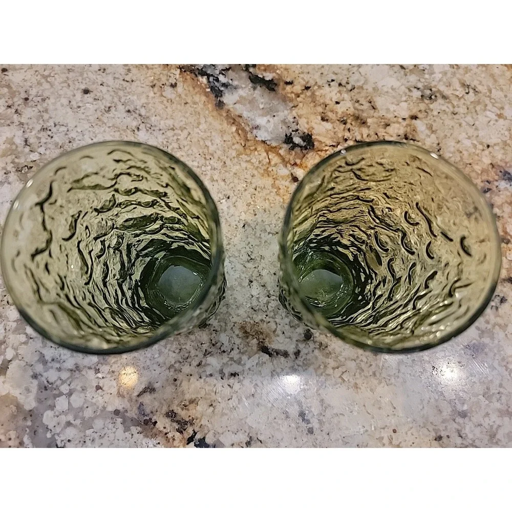 Vintage Anchor Hocking Ripple Lido Drink Glass Set of 2 5.5